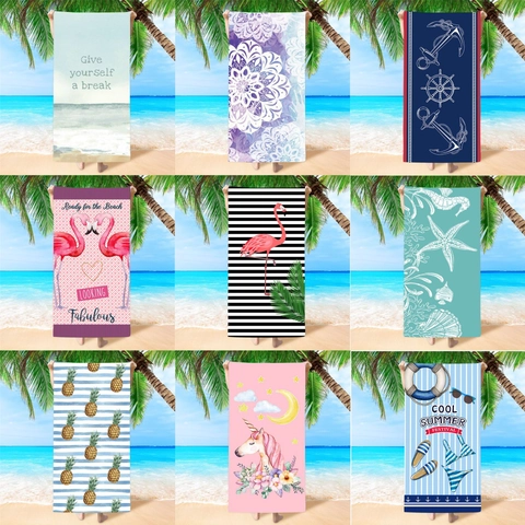 Microfiber Beach Towel Quick Dry Absorbent Printed Bath Towel For Sand Sea Vacation Mandala Flamingo Sea Animal Outdoor Blanket