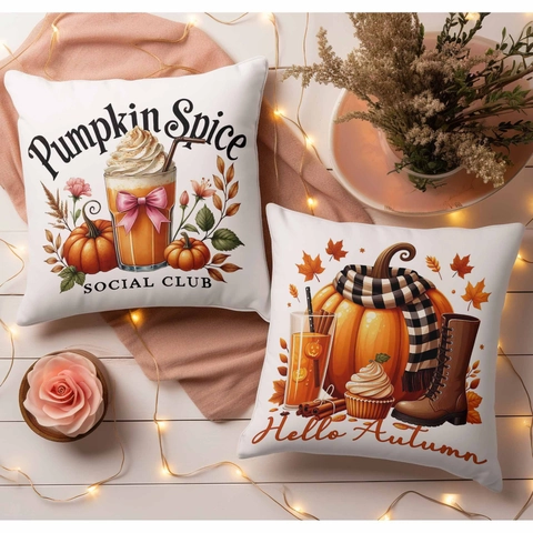Thanksgiving Herfst Esdoornblad Pompoen Print Kussensloop Zacht Kort Pluche Vierkante Kussenhoes Voor Sofa Bank Huisdecoratie
