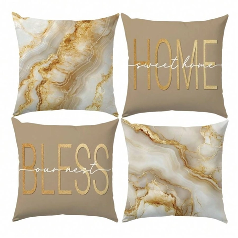 Nordic Marble Gold Foil Pattern Decorative Throw Pillowcase For Living Room Sofa Polyester Soft Plush Cushion Cover Home Decor