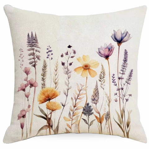 Aquarell Floral Leinen Kissenbezug Herbst Botanisch Sonnenblume Kissenhülle Für Sofa Wohnzimmer Dekorative Kissenbezug