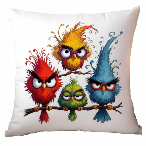 Grappige Cartoon Vogels Patroon Kussensloop Decoratieve Polyester Kussenhoes Voor Bank Couch Home Office Woonkamer Slaapkamer