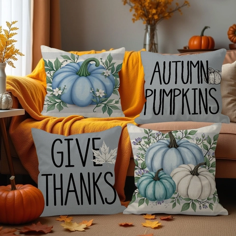 Herbst Kürbis Erntedankfest Kissenbezug Leinen Dekorative Kissenhülle Für Sofa Wohnzimmer Deko Give Thanks