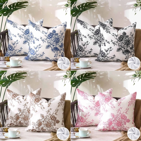 Vintage Bloemenprint Polyester Kussensloop Vierkante Decoratieve Sierkussenhoes Voor Bank Huis Woonkamer Esthetisch Decor