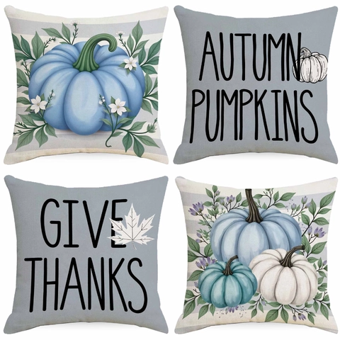 Herbst Kürbis Erntedankfest Kissenbezug Leinen Dekorative Kissenhülle Für Sofa Wohnzimmer Deko Give Thanks