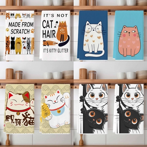 Mikrofaser Küchenspültücher Saugfähig Karikatur Katze Dackel Druck Reinigungstücher Für Zuhause Restaurant Waschbar