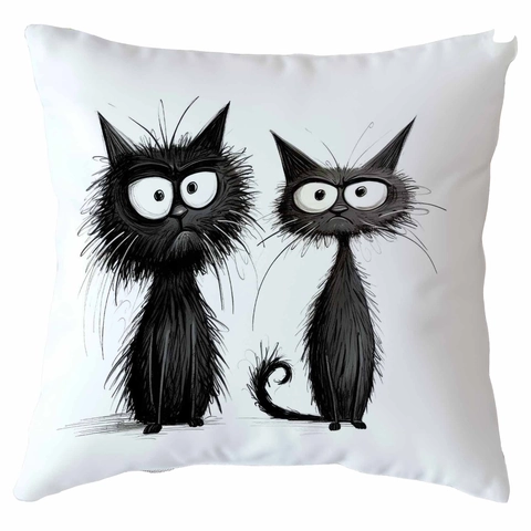 Taie d'Oreiller Carrée Chat Noir Amusante Peluche Courte Housse de Coussin Décorative pour Canapé Chambre Maison Sans Insert
