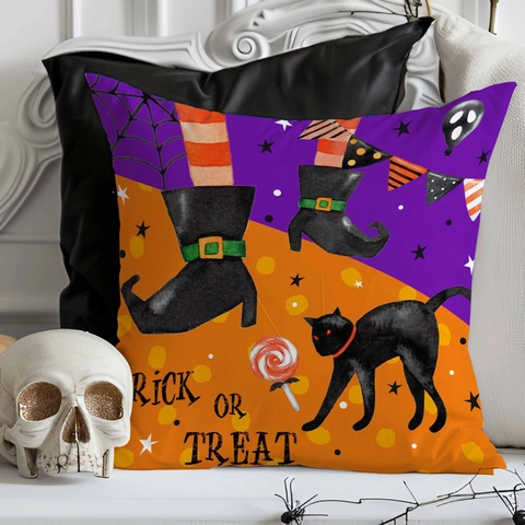 Halloween Hexe Fledermaus Leinen Kissenbezug Dekorative Kissenhülle Für Sofa Büro Zuhause Feiertag Wohnzimmer Deko