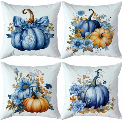 Funda de Almohada Cosecha Otoño Acción de Gracias Halloween Poliéster Calabaza Gnomo Hoja de Arce Estampada Decorativa para Sofá Hogar