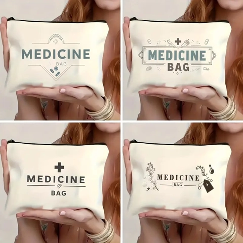Borsa Medica da Viaggio Portatile per Uomo Donna Piccola Borsa di Pronto Soccorso in Lino Fine Mini Organizer per Trucco