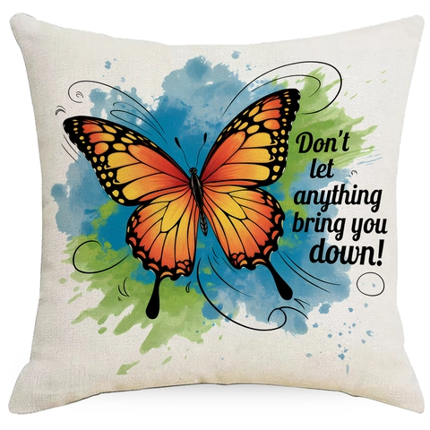 Vlinder Inspirerende Citaten Linnen Kussensloop Vintage Vlinder Kussenhoes Voor Sofa Woonkamer Decoratieve Hoes
