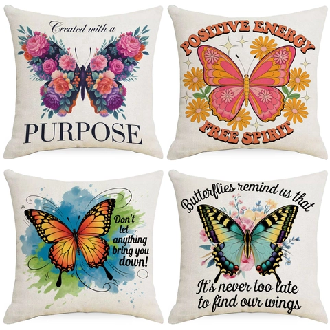 Vlinder Inspirerende Citaten Linnen Kussensloop Vintage Vlinder Kussenhoes Voor Sofa Woonkamer Decoratieve Hoes