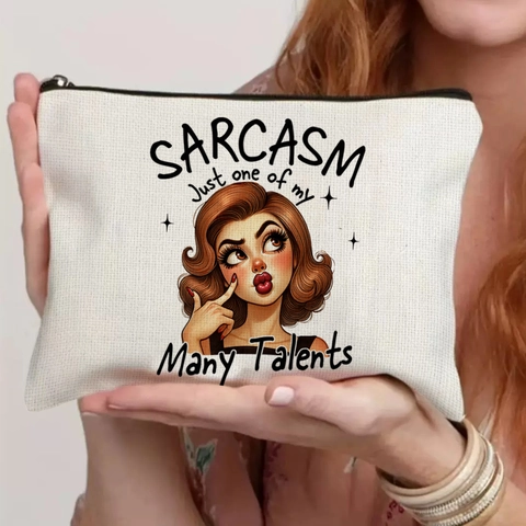 Printed Fine Linen Cosmetic Bag Vintage Girl Sarcastic Quote Makeup Pouch Travel Zipper Storage Bag For Women Stationery Organizer