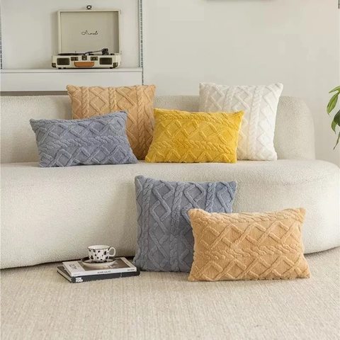 Kabelstrick Sherpa-Fleece Kissenbezug Einfarbig Dekorativer Kissenhülle Für Sofa Wohnzimmer Bett Zuhause Deko
