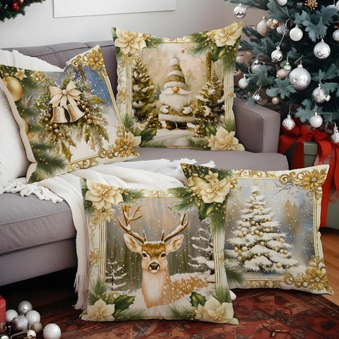 Kerst Kussensloop Linnen Decoratieve Sierkussenhoes Voor Bank Woonkamer Rendier Kabouter Kerstboom Feestelijke Huis Decoratie
