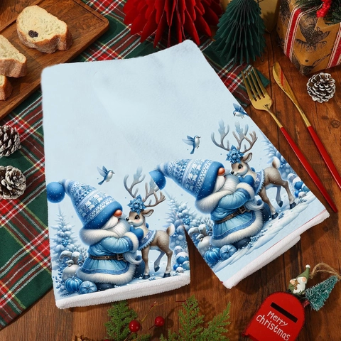 Kerstmis Kabouter Rendier Microvezel Keuken Theedoeken Super Zacht Absorberend Wasbaar Vakantie Decoratie Schoonmaakdoek Voor Huis