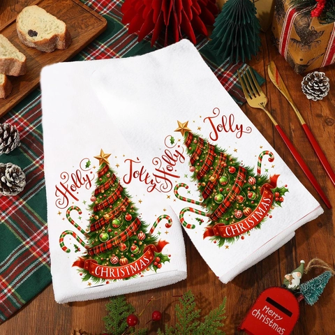 Χριστουγεννιάτικες Πετσέτες Κουζίνας Μικροΐνες Απορροφητικό Πανί Καθαρισμού Με Σχέδιο Χιονάνθρωπος Τάρανδος Δέντρο για Διακόσμηση Σπιτιού