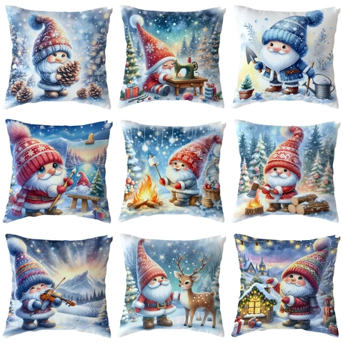 Weihnachtswichtel Kissenbezug Polyester Kurzplüsch Dekorativ Wurfkissenbezug Winter Nordischer Stil Wohnkultur Weihnachtsgeschenk