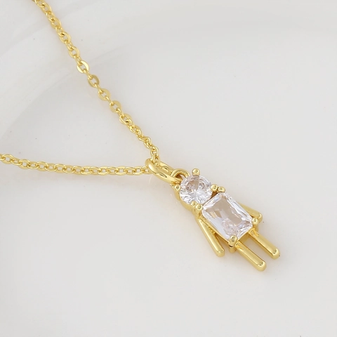 Vergoldete Kupfer Zirkonia Kleines Mädchen Anhänger Halskette Für Damen Personalisierter Modeschmuck Ins Stil Choker Kette