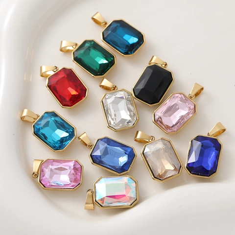 Roestvrij Staal Verguld Goud Vierkant Traan Strass Hanger Zonder Ketting Voor DIY Sieraden Maken Ketting Armband Onderdelen