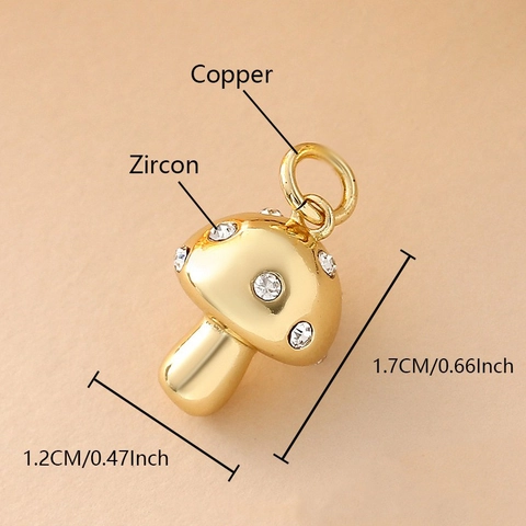 Gold Plated Copper Zirconia Mushroom Cherry Chili Charms Cute DIY Jewelry Pendants For Necklace Bracelet Making DIY Findings
