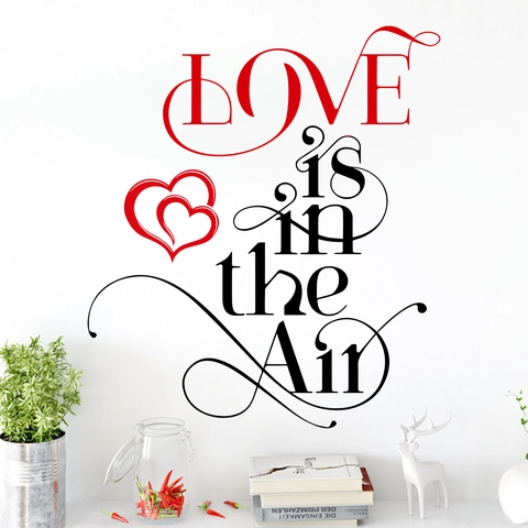 Love Is In The Air PVC Wandtattoo Künstlerisches Herzmuster Selbstklebender Aufkleber Für Wohnzimmer Schlafzimmer Valentinstag