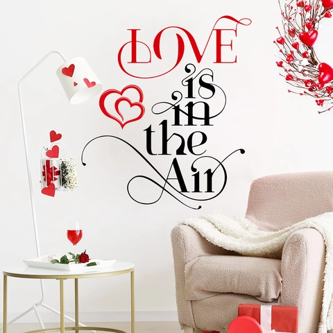 Love Is In The Air PVC Wandtattoo Künstlerisches Herzmuster Selbstklebender Aufkleber Für Wohnzimmer Schlafzimmer Valentinstag