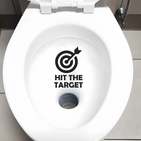 Adesivo per Gabinetto in PVC Creativo Decalcomania per Orinatoio con Bersaglio Hit The Target Lettering per Decorazione Bagno Casa