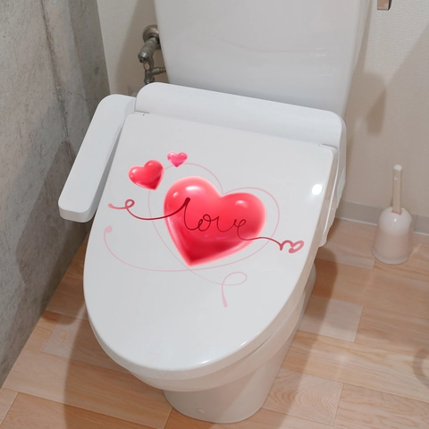 Valentinstag Aquarell 3D Rotes Herz Liebe Wandaufkleber Abnehmbare PVC Selbstklebende Aufkleber Für Schlafzimmer Badezimmer Toilettendeckel Dekor