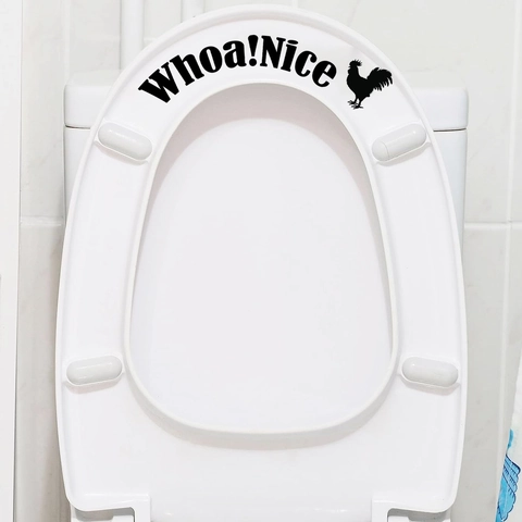 Sticker de Couvercle de Toilette Amusant Whoa! Nice Coq PVC Imperméable Autocollant Décoration de Salle de Bain