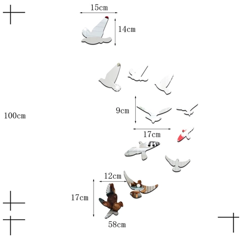 Pegatina de Pared de Espejo de Acrílico Pájaro Paloma 3D DIY Arte Moderno Calcomanía Decorativa para Fondo de TV Sala de Estar Dormitorio