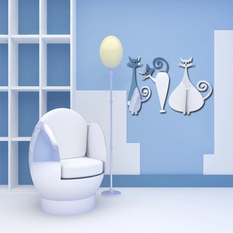 Pegatinas de Pared de Espejo de Acrílico 3D Gato Calcomanías de Animales DIY Removibles para Decoración de Hogar Sala de Estar Dormitorio