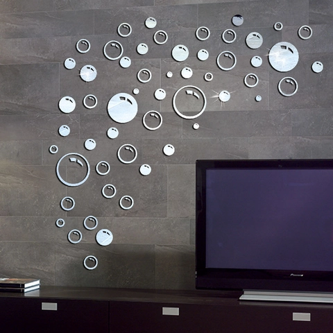 Pegatinas de Pared de Espejo de Acrílico 3D Círculo Burbuja Moderno Minimalista Calcomanías Decorativas Para Sala de Estar