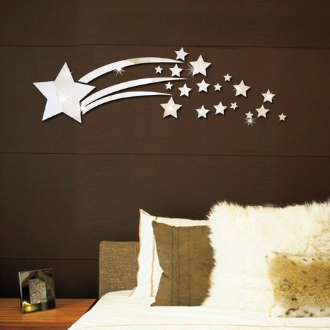 3D Espejo Acrílico Pegatinas De Pared DIY Estrella Fugaz Cometa Calcomanías Para Dormitorio Sala De Estar Fondo Moderno Hogar Decoración