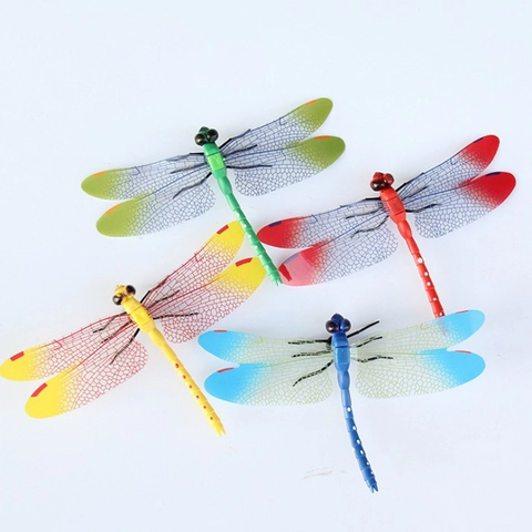 Adesivo da Parete Libellula Simulata 3D in PVC Magnete da Frigorifero Insetto Artificiale Casa Giardino Pianta Decorazione Tenda