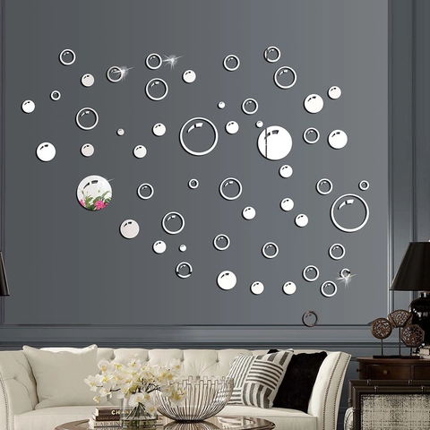 Pegatinas de Pared de Espejo de Acrílico 3D Círculo Burbuja Moderno Minimalista Calcomanías Decorativas Para Sala de Estar