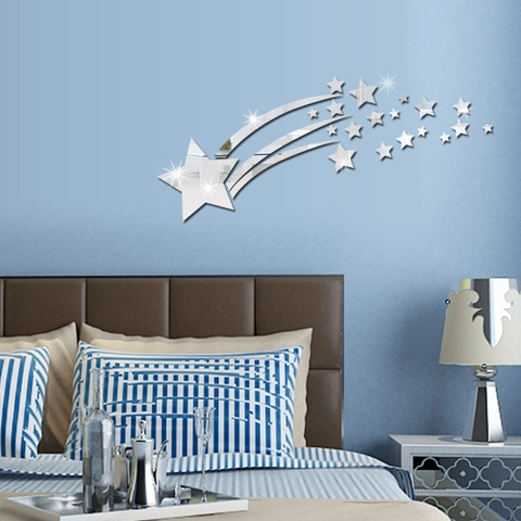 3D Espejo Acrílico Pegatinas De Pared DIY Estrella Fugaz Cometa Calcomanías Para Dormitorio Sala De Estar Fondo Moderno Hogar Decoración