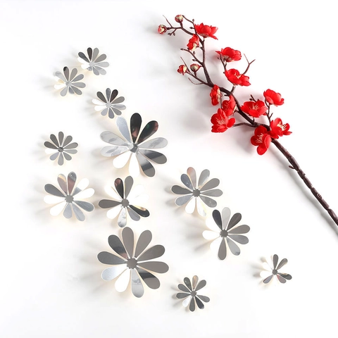 3D Spiegel Wandtattoo Schmetterling Sonnenblume Form Abnehmbare DIY Acryl Aufkleber Für Wohnzimmer Schlafzimmer Hochzeit Deko