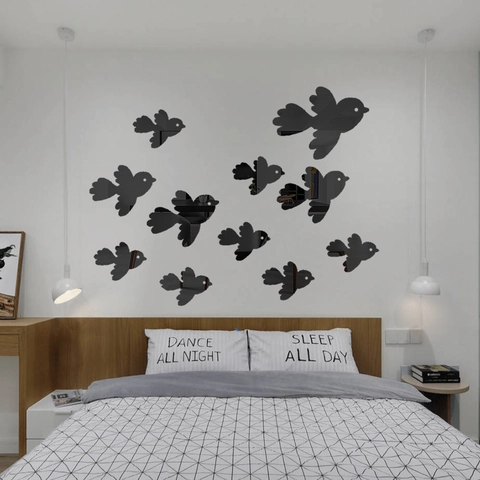 3D Specchio Acrilico Uccelli Volanti Adesivi Murali Decorazione Casa Moderna DIY Decalcomanie Arte per Soggiorno Camera da Letto