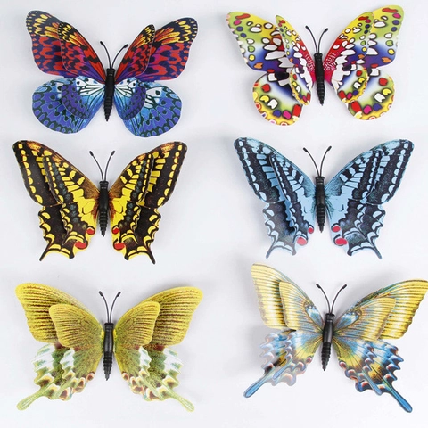 15cm 3D Double Layered Simulation Butterfly Wall Stickers PVC Butterfly Fridge Magnet For Home Garden Wedding Decor