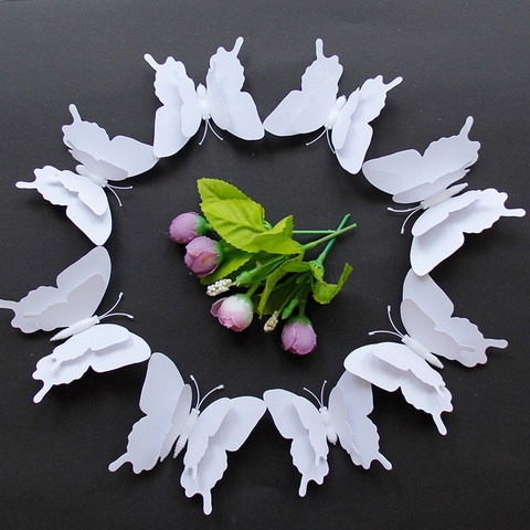 Doppelschichtige 3D Schmetterling Wandaufkleber PVC Realistische Dekoration Für Zuhause Wohnzimmer Schlafzimmer Party Hochzeit