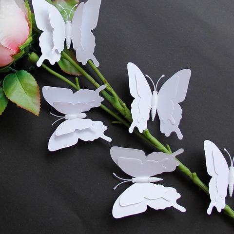 Doppelschichtige 3D Schmetterling Wandaufkleber PVC Realistische Dekoration Für Zuhause Wohnzimmer Schlafzimmer Party Hochzeit