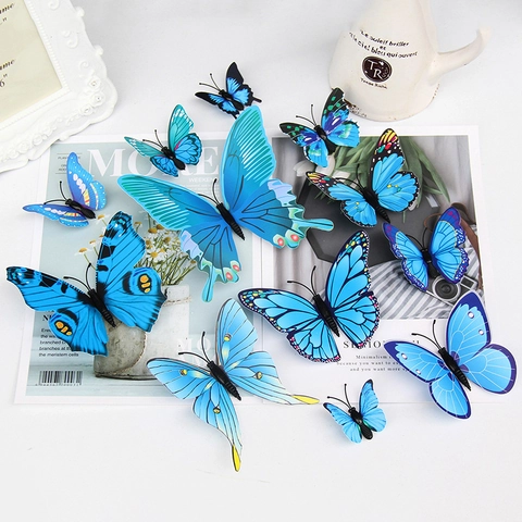 Stickers Muraux Papillon 3D Réalistes En PVC Autocollants De Décoration Intérieure Papillons Magnétiques Pour Salon Chambre