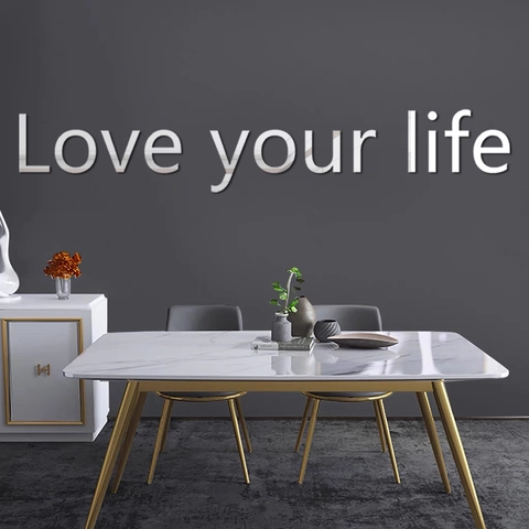 Love Your Life 3D Acryl Spiegel Wandaufkleber Buchstaben Aufkleber DIY Kunst Wandbild Abnehmbare Haus Dekoration Für Wohnzimmer