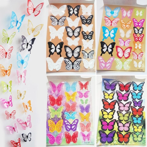 Creative 3D Stereo Butterfly Wall Stickers Waterproof PVC Butterfly Decals For Kids Room Bedroom Living Room Home DIY Decor
