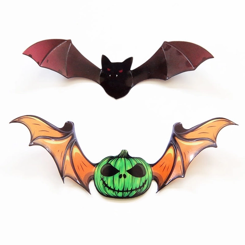 3D Stereoskopisch Fledermaus Wandaufkleber PVC Halloween Kürbis Muster Wasserdicht Dekorative Wandtattoos Für Festival Heim Party