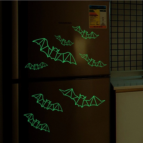 Halloween 3D Luminous Bat Wall Stickers PVC Glow In The Dark Luminous Bat Decor For Halloween Party Home Wall Decoration
