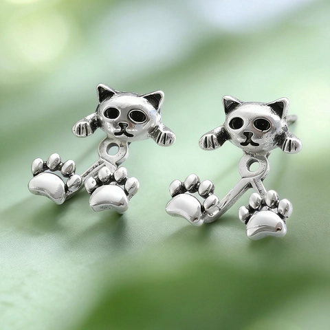 Pendientes de Botón Colgantes Traseros de Garra de Gato de Aleación de Cobre Vintage Para Mujer Joyas Con Poste de Acero