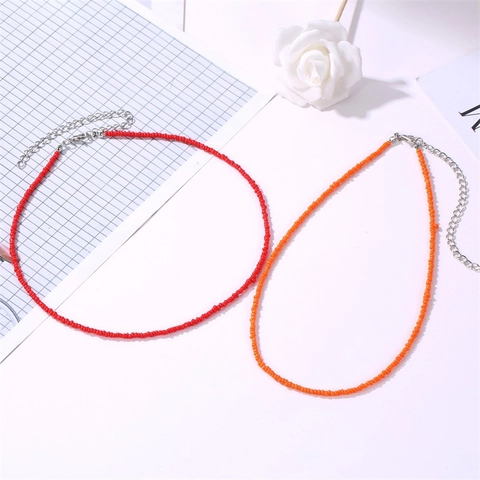Bohemian Handmade Colorful Beads Choker Necklace For Women Summer Beach Seed Beads Clavicle Chain Neck Jewelry Gift