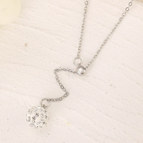 Fashion Shamballa Full Rhinestone Cylinder Pendant Necklace Alloy Box Chain Pave Crystal Transfer Bead Jewelry For Women