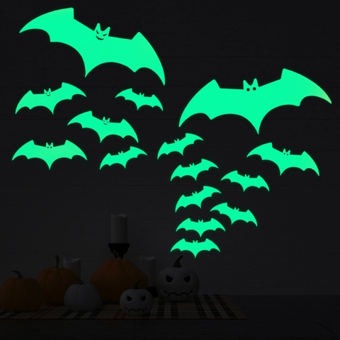 Halloween Glow In The Dark Vleermuis Muurstickers PVC Lichtgevende Vleermuis Decals Fluorescerende Spooky Vleermuis Silhouetten Voor Festival Home Party